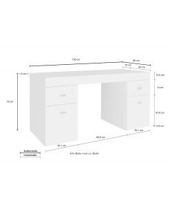 Scrivania Sliding 130 Design Moderno Larice Bianco