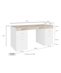 Scrivania Sliding 130 Design Moderno Larice Bianco Acero Pereira