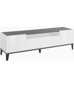 Web Furniture Mobile Porta TV 160x40x47 Bianco Laccato Lucido Ardesia