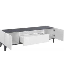 Web Furniture Mobile Porta TV 160x40x47 Bianco Laccato Lucido Ardesia