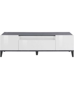 Web Furniture Mobile Porta TV 160x40x47 Bianco Laccato Lucido Ardesia
