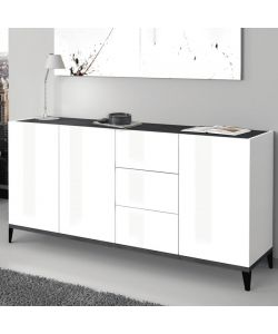 Web Furniture Madia Moderna 160x40x82 Bianco Lucido e Ardesia
