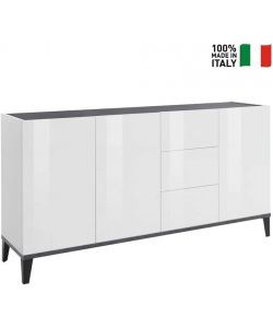 Web Furniture Madia Moderna 160x40x82 Bianco Lucido e Ardesia