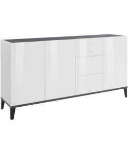 Web Furniture Madia Moderna 160x40x82 Bianco Lucido e Ardesia