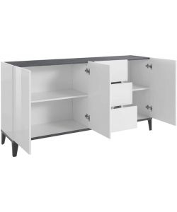 Web Furniture Madia Moderna 160x40x82 Bianco Lucido e Ardesia