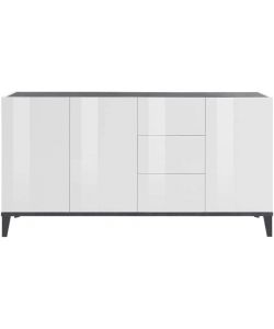 Web Furniture Madia Moderna 160x40x82 Bianco Lucido e Ardesia