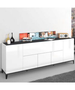 Credenza Stephanie Moderna 200x40x82 Bianco Lux/Ardesia