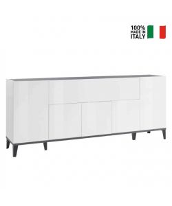 Credenza Stephanie Moderna 200x40x82 Bianco Lux/Ardesia