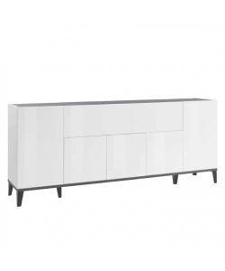 Credenza Stephanie Moderna 200x40x82 Bianco Lux/Ardesia