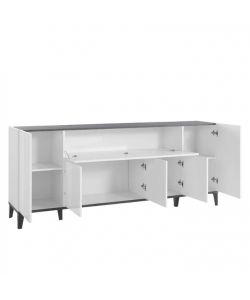 Credenza Stephanie Moderna 200x40x82 Bianco Lux/Ardesia