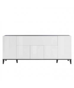 Credenza Stephanie Moderna 200x40x82 Bianco Lux/Ardesia