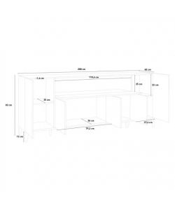 Credenza Stephanie Moderna 200x40x82 Bianco Lux/Ardesia
