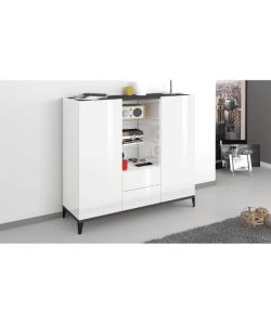 Emob Madia Soggiorno Moderna 120x40x120 Bianco Lucido e Ardesia