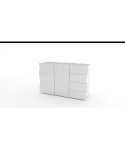 Web Furniture Mobile Onda 2 Ante 4 Cassetti Bianco Lucido 81x124 cm - Design Moderno e Funzionale - Made in Italy