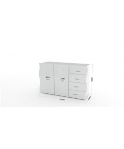 Web Furniture Mobile Onda 2 Ante 4 Cassetti Bianco Lucido 81x124 cm - Design Moderno e Funzionale - Made in Italy