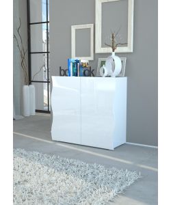 Web Furniture - Mobile Moderno Multiuso Onda 2 Ante - Bianco Lucido - 81x90x40 cm