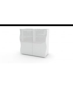 Web Furniture - Mobile Moderno Multiuso Onda 2 Ante - Bianco Lucido - 81x90x40 cm