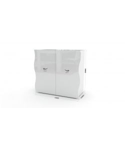 Web Furniture - Mobile Moderno Multiuso Onda 2 Ante - Bianco Lucido - 81x90x40 cm