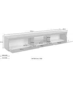 Porta Tv Lowboard 220 Essential Antracite Opaco 2 Ante 1 Ribalta