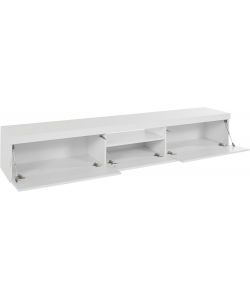 Porta Tv Lowboard 220 Essential Bianco Laccato 2 Ante 1 Ribalta