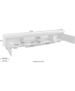 Porta Tv Lowboard 240 Essential Antracite Opaco 2 Ante 1 Ribalta