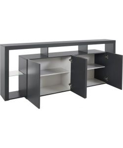 Web Furniture Credenza Essential Sideboard 4 Ante 220 Antracite Opaco - 220x40x80 cm