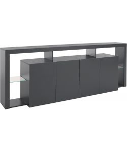 Web Furniture Credenza Essential Sideboard 4 Ante 220 Antracite Opaco - 220x40x80 cm
