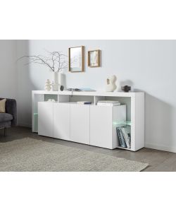 Web Furniture Credenza Essential Sideboard 4 Ante 220 Bianco Laccato - 220x40x80 - Arredo Moderno