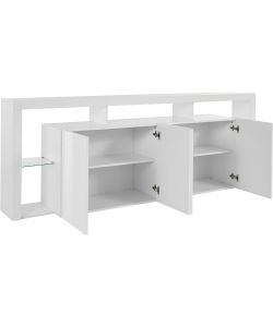 Web Furniture Credenza Essential Sideboard 4 Ante 220 Bianco Laccato - 220x40x80 - Arredo Moderno