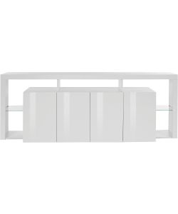 Web Furniture Credenza Essential Sideboard 4 Ante 220 Bianco Laccato - 220x40x80 - Arredo Moderno