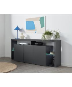 Web Furniture Credenza Essential Sideboard 3 Ante 200 Antracite Opaco - 200x40x80