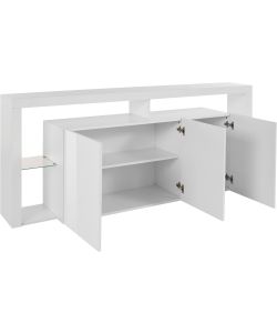 Web Furniture Credenza Essential Sideboard 3 Ante 200 Bianco Laccato - 200x40x80 - Arredo Moderno
