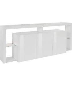 Web Furniture Credenza Essential Sideboard 3 Ante 200 Bianco Laccato - 200x40x80 - Arredo Moderno