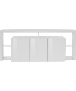 Web Furniture Credenza Essential Sideboard 3 Ante 200 Bianco Laccato - 200x40x80 - Arredo Moderno