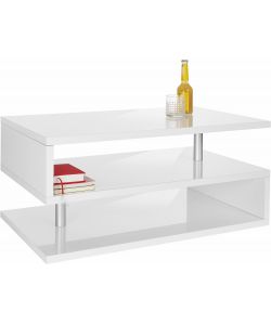 Tavolino Da Salotto Moderno Rettangolare 90x55cm 2 Ripiani Zeta 90