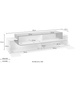 Web Furniture Porta TV Corona in Antracite e Oak - Design Moderno 200 cm