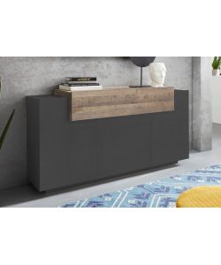 Web Furniture Credenza Corona in Melaminico Antracite e Oak - 160x45 cm