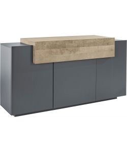 Web Furniture Credenza Corona in Melaminico Antracite e Oak - 160x45 cm