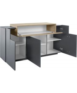 Web Furniture Credenza Corona in Melaminico Antracite e Oak - 160x45 cm