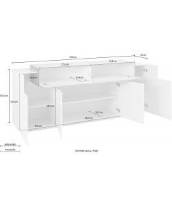 Credenza Corona Moderna 4 Ante Battente 1 Anta Ribalta Bianco E Bianco Laccato