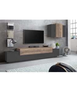 Soggiorno Corona Porta Tv + Pensile Antracite E Oak