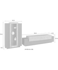Soggiorno Corona Porta Tv + Vetrina Antracite E Oak