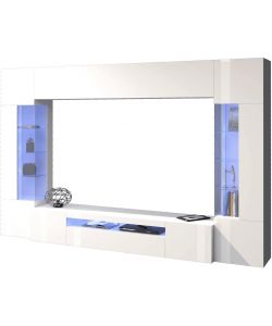 Web Furniture Parete Attrezzata Moderna Soggiorno Bianco Lucido 290x40x191,2