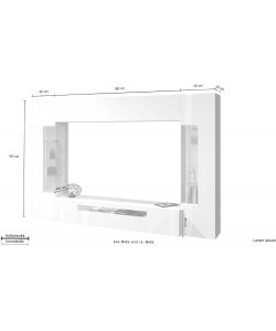 Web Furniture Parete Attrezzata Moderna Soggiorno Bianco Lucido 290x40x191,2