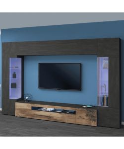 Web Furniture Parete Attrezzata Moderna Soggiorno Antracite 290x40x190 cm