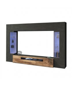 Web Furniture Parete Attrezzata Moderna Soggiorno Antracite 290x40x190 cm