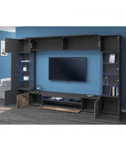 Web Furniture Parete Attrezzata Moderna Soggiorno Antracite 290x40x190 cm