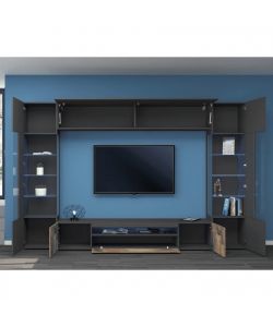 Web Furniture Parete Attrezzata Moderna Soggiorno Antracite 290x40x190 cm