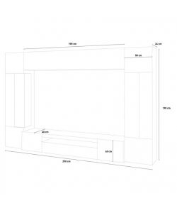 Web Furniture Parete Attrezzata Moderna Soggiorno Antracite 290x40x190 cm