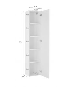 Web Furniture Colonna Armadio Maruska Antracite Lucido 180x40x40 cm - Design Moderno e Funzionale - 100% Made in Italy